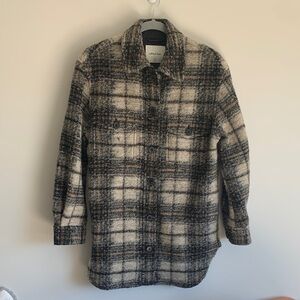 Aritzia Plaid Ganna Jacket in Black and Cream